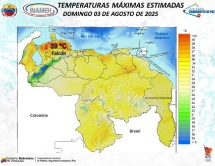 ¡Hasta 39°C! Inameh pronostica intensa jornada de calor que afecta estas regiones del país ¡Hasta 39°C! Inameh pronostica intensa jornada de calor que afecta estas regiones del país