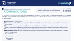 CONVOCATORIA ASAMBLEA BANCARIBE 11 AGO 2025