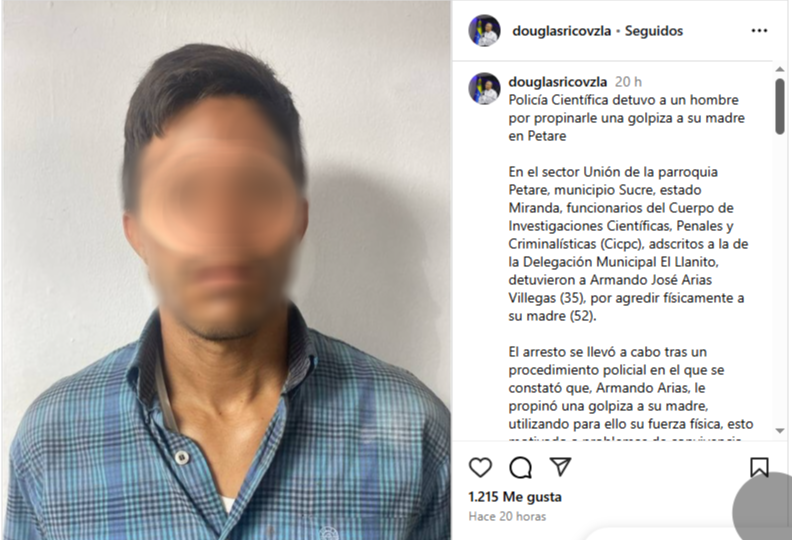 "Problemas de convivencia": capturan a hombre tas agredir violentamente a su madre "Problemas de convivencia": capturan a hombre tas agredir violentamente a su madre