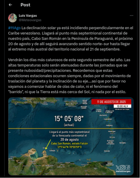 Se acercan los días más calurosos del segundo semestre en Venezuela: conoce a partir de cuándo