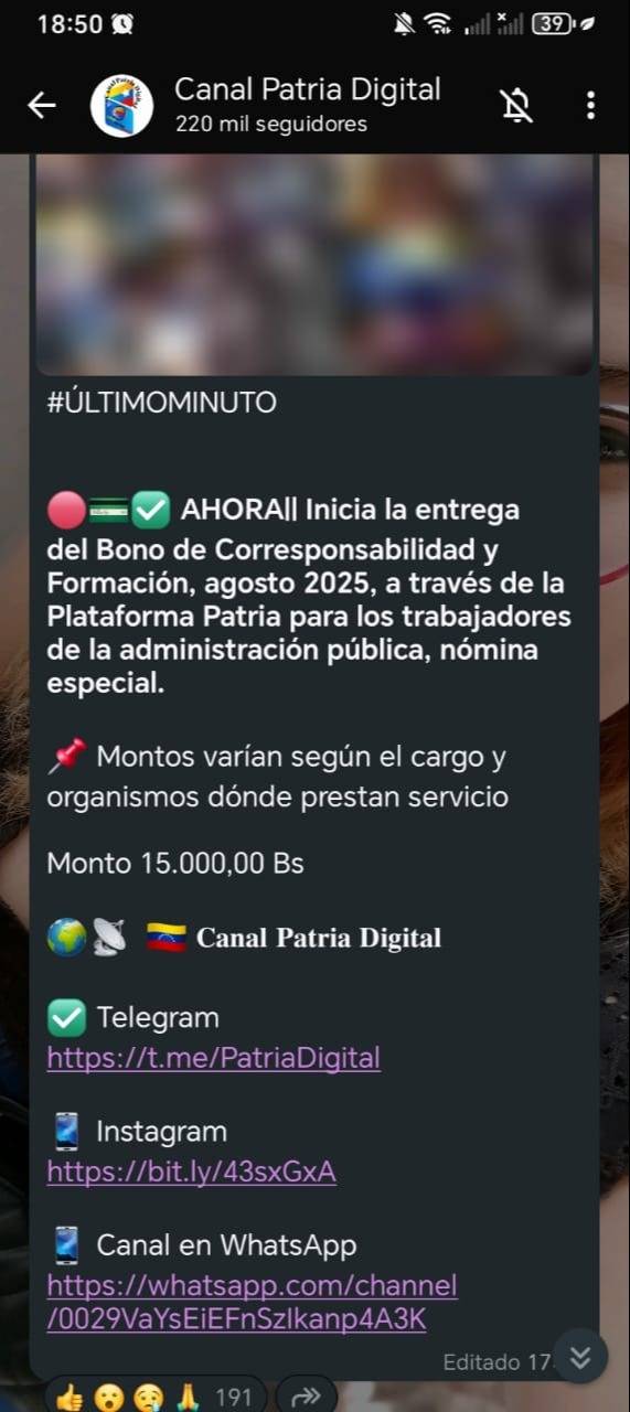Arranca pago de "megabono" por Bs. 15.000 en el Sistema Patria: sepa quiénes lo reciben