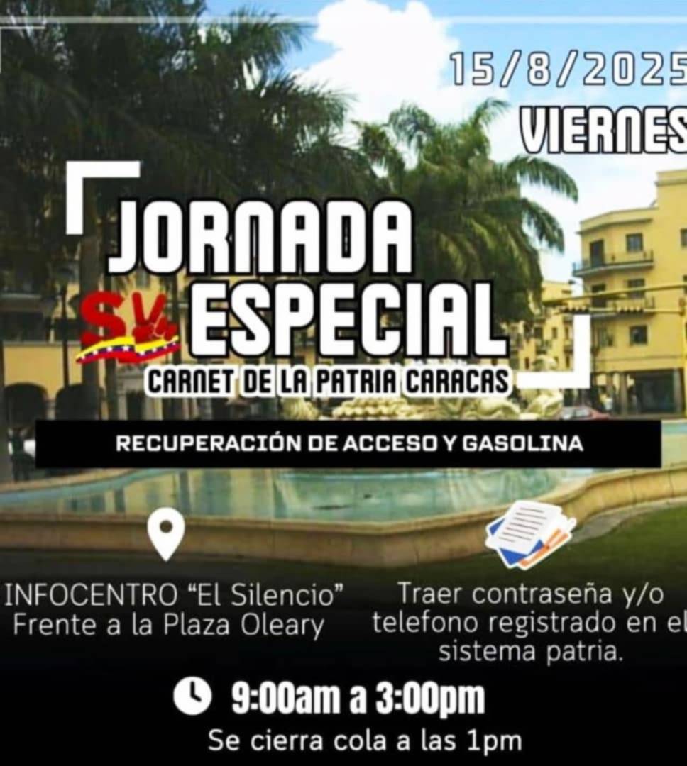 Jornada del Carnet de la Patria en Caracas: horario y ubicación exacta