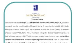 CONVOCATORIA I PARQUE METROPOLITANO 19 AGO 25
