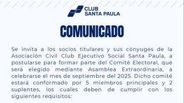 CONVOCATORIA CLUB SANTA PAULA 21 AGO 2025