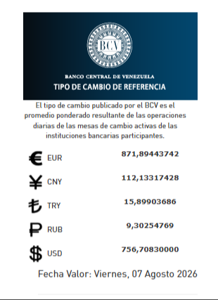 Dólar y euro BCV para este 7 de agosto: así amanecen las divisas oficiales Dólar y euro BCV para este 7 de agosto: así amanecen las divisas oficiales