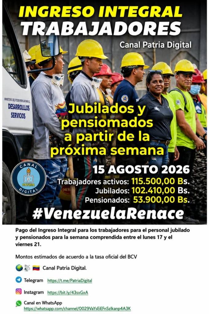 Bonos de la Patria activos del 17 al 22 de agosto: adultos mayores entre los beneficiados Bonos de la Patria activos del 17 al 22 de agosto: adultos mayores entre los beneficiados
