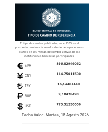 Dólar y euro BCV para este 18 de agosto: así amanecen las divisas oficiales Dólar y euro BCV para este 18 de agosto: así amanecen las divisas oficiales