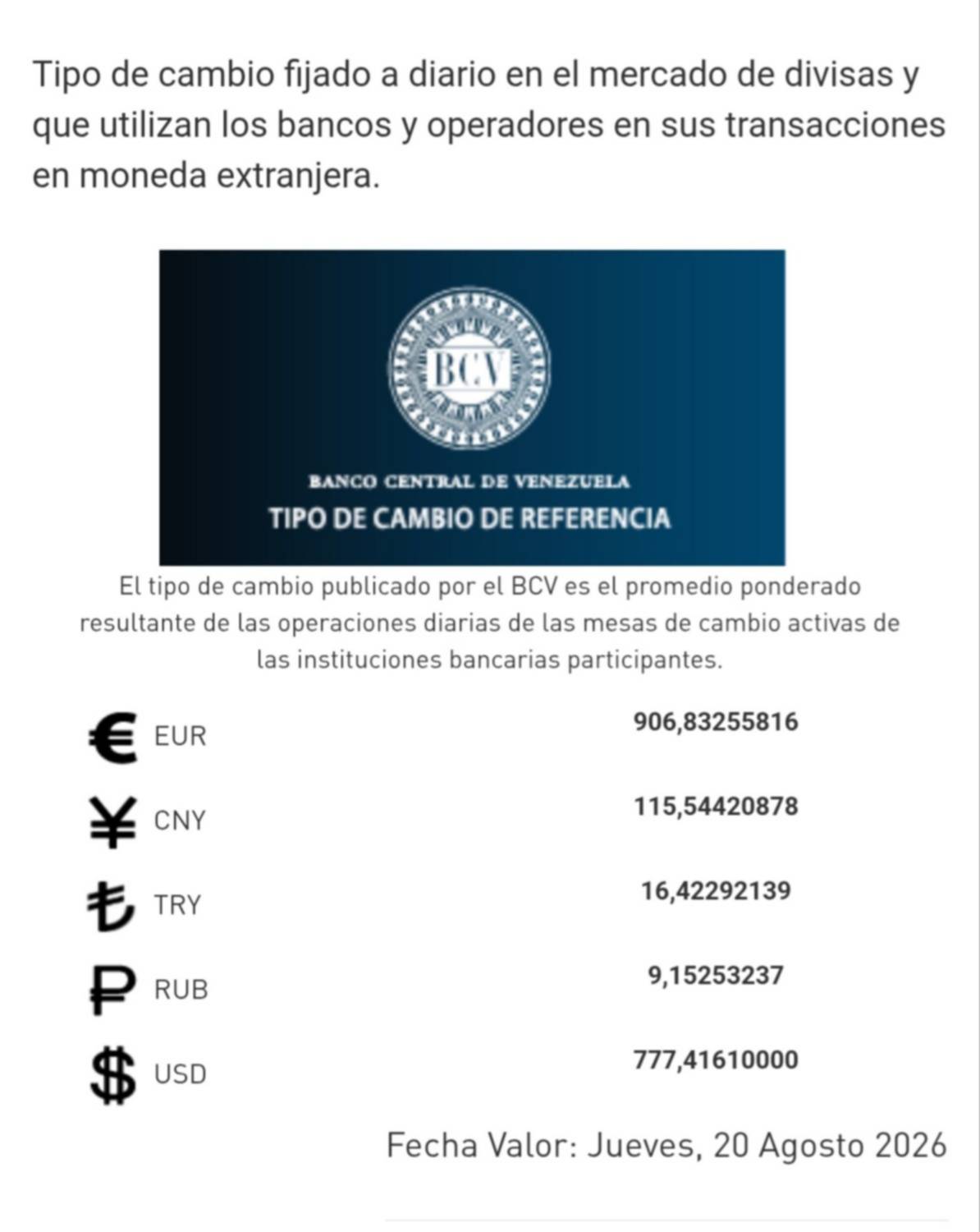 Dólar y euro BCV para este 20 de agosto: así amanecen las divisas oficiales Dólar y euro BCV para este 20 de agosto: así amanecen las divisas oficiales
