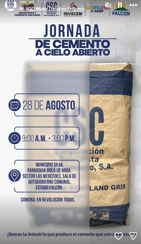 Anuncian venta de cemento a cielo abierto este 28 de agosto:detalles Anuncian venta de cemento a cielo abierto este 28 de agosto:detalles