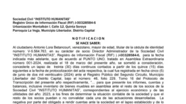 SOCIEDAD CIVIL INSTITUTO HUMANITAS S.C | SE HACE SABER 20 JUN 2024