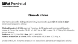 BBVA PROVINCIAL | CIERRE DE OFICINA CHACAITO II
