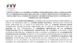 CONVOCATORIA 2 ASAMBLEA GENERAL EXTRAORDINARIA | FEDERACIÓN VENEZOLANA DE VOLEIBOL FVV 07 JUL 2024