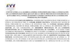 CONVOCATORIA 2 ASAMBLEA GENERAL EXTRAORDINARIA | FEDERACIÓN VENEZOLANA DE VOLEIBOL FVV 07 JUL 2024