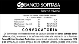 CONVOCATORIA | BANCO SOFITASA 18 JUL 2024