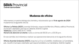 BBVA PROVINCIAL MUDANZA DE OFICINA  | LA PELOTA A LA AVENIDA URDANETA  08 AGO 2024