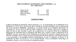 CONVOCATORIA ASAMBLEA BANCO OCCIDENTAL DE DESCUENTO  12 AGO 24