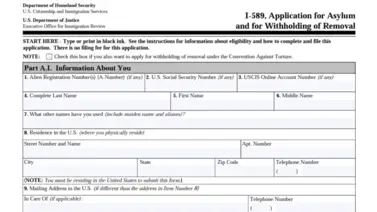 Formulario asilo EEUU Formulario asilo EEUU