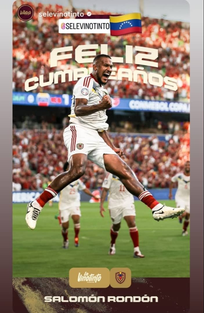 El emotivo mensaje que recibe Salomón Rondón por su cumpleaños 