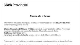 BANCO PROVINCIAL OFICINA MARACAIBO EL MILAGRO (0085) 05 SEP 25