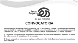 ESTAR SEGUROS, S.A. CONVOCATORIA 6 SET 2025