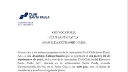CONVOCATORIA CLUB SANTA PAULA 19 SEP 2025