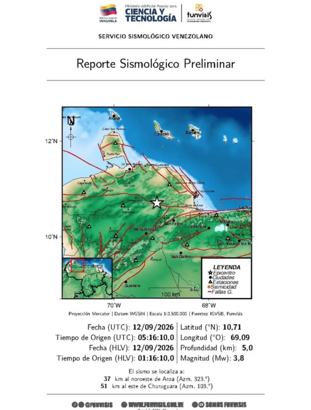 Sismos en Venezuela durante la madrugada de este 12 de septiembre: reporte de Funvisis Sismos en Venezuela durante la madrugada de este 12 de septiembre: reporte de Funvisis