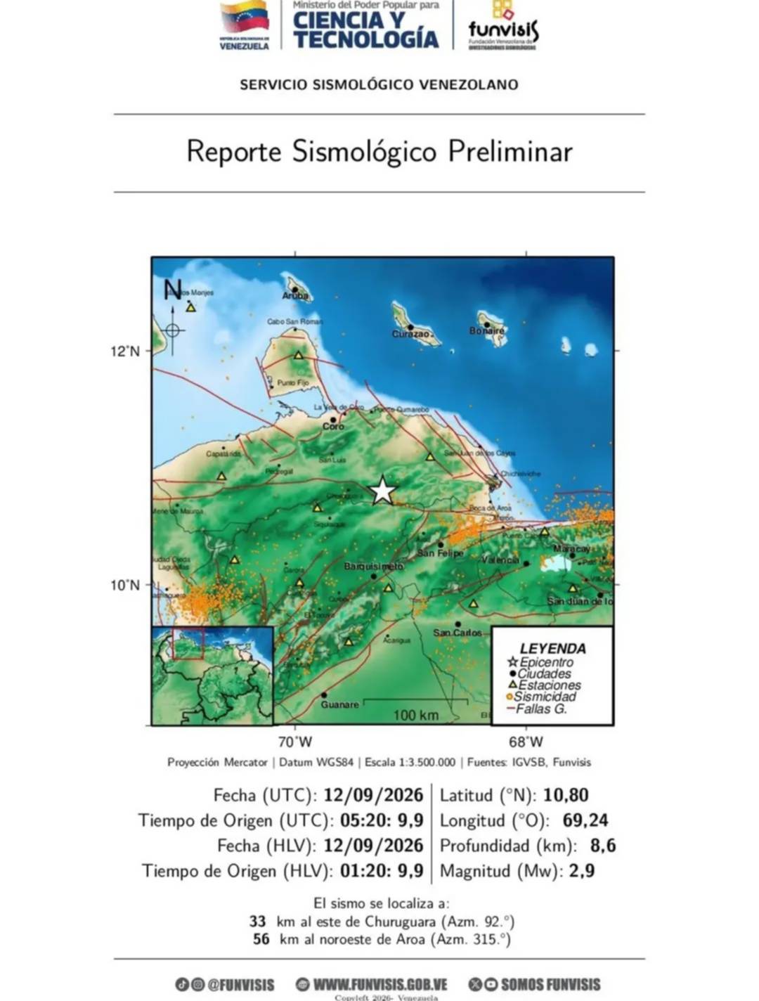 Sismos en Venezuela durante la madrugada de este 12 de septiembre: reporte de Funvisis Sismos en Venezuela durante la madrugada de este 12 de septiembre: reporte de Funvisis