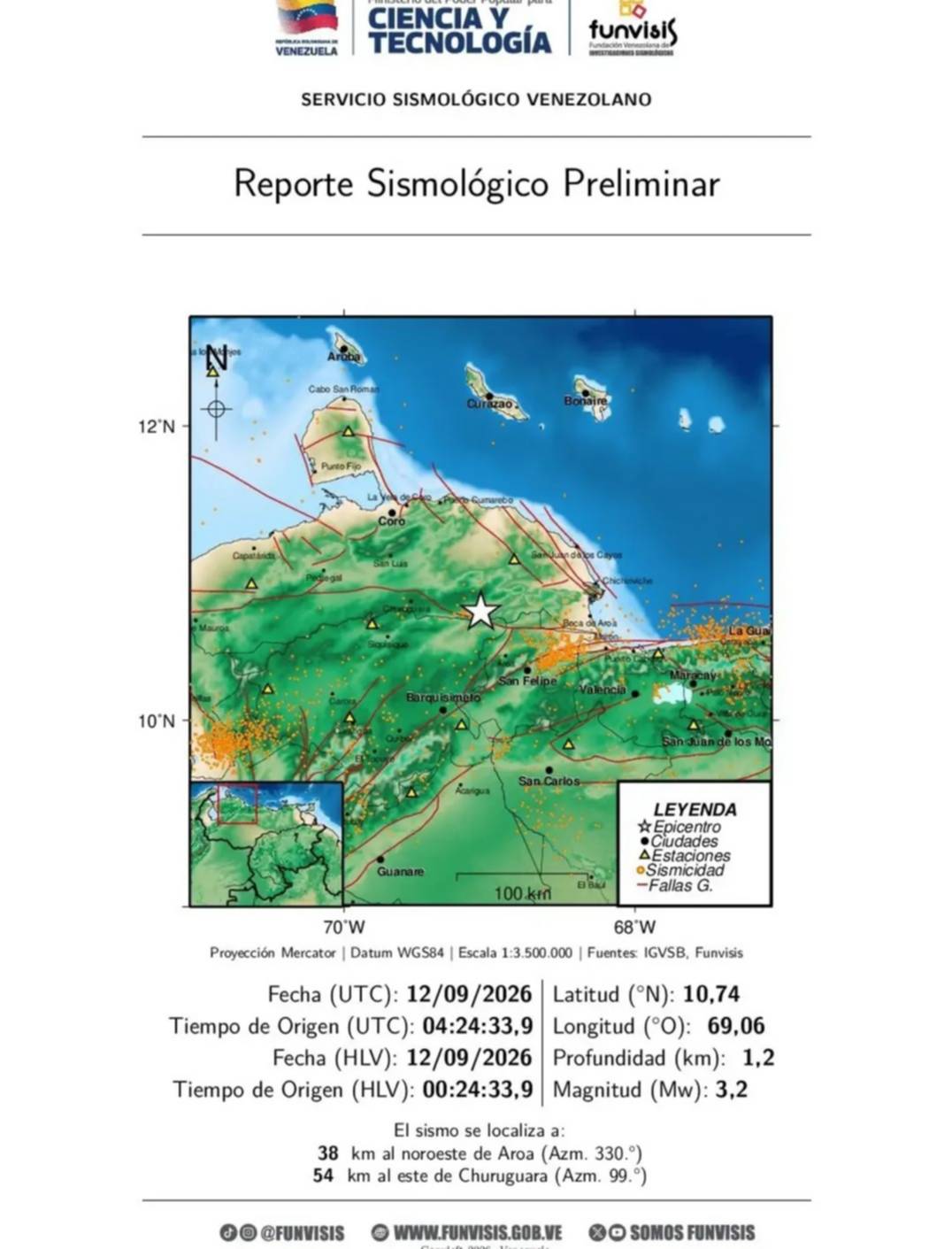 Sismos en Venezuela durante la madrugada de este 12 de septiembre: reporte de Funvisis Sismos en Venezuela durante la madrugada de este 12 de septiembre: reporte de Funvisis