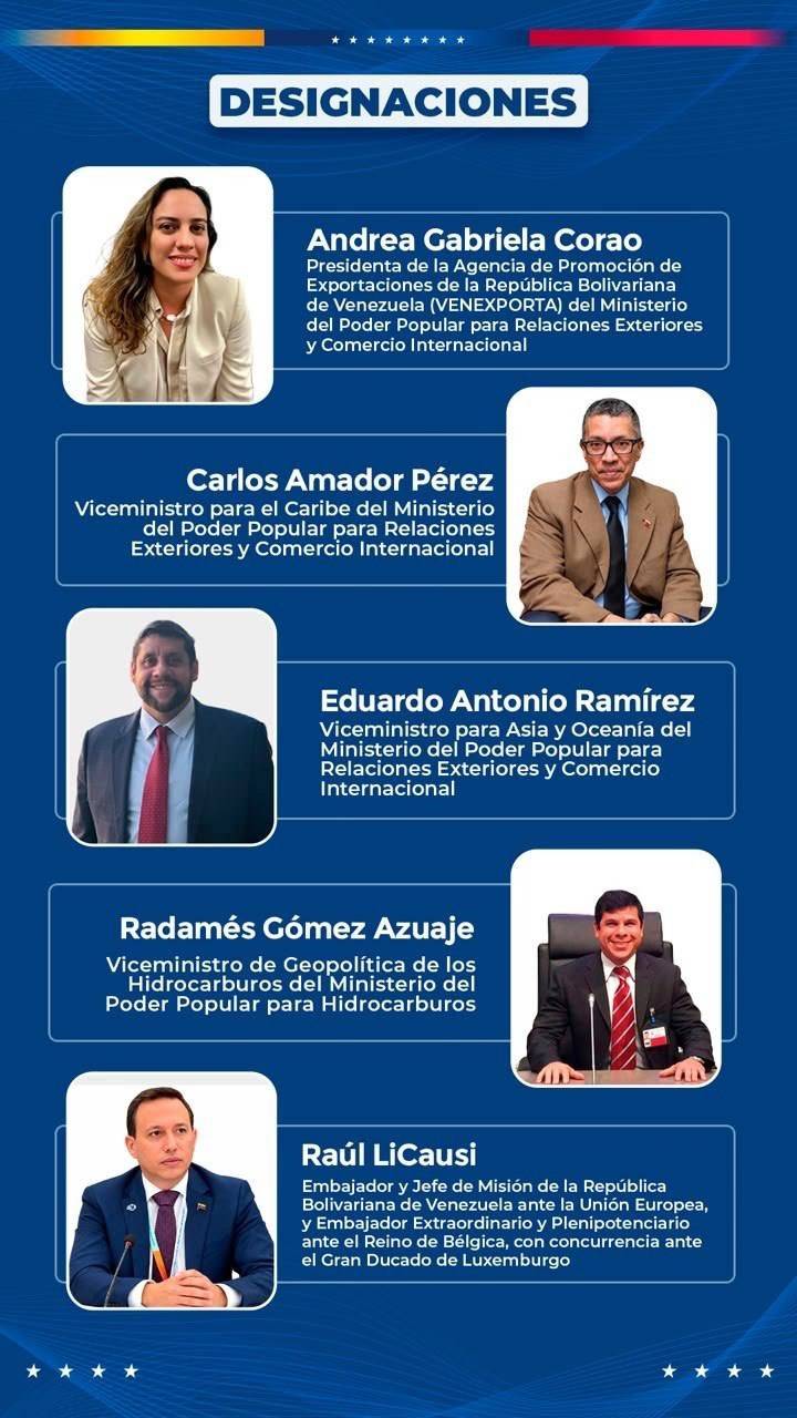 ÚLTIMAHORA | Delcy Rodríguez designa nuevas autoridades en áreas comerciales estratégicas