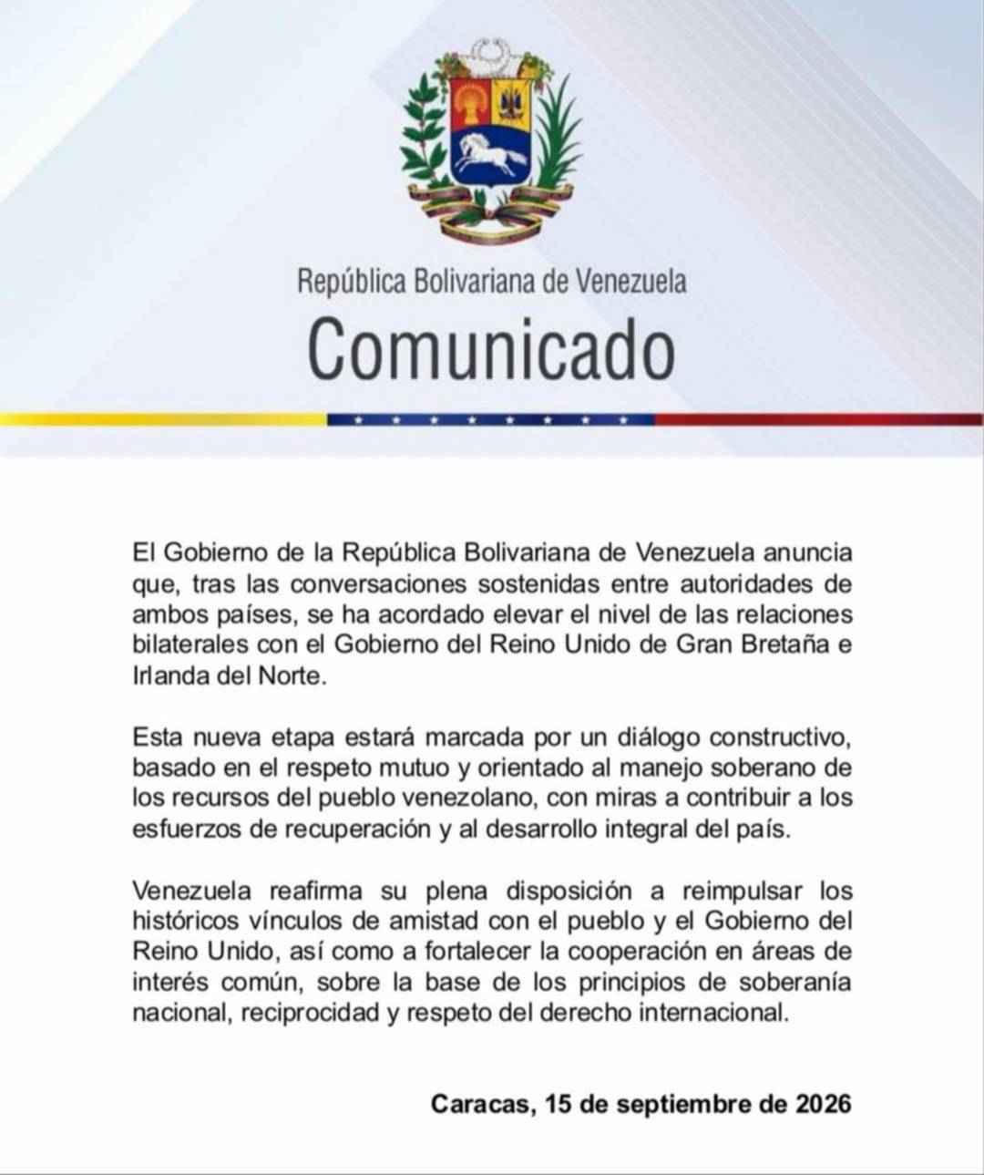 Gobierno Nacional se pronuncia sobre las relaciones bilaterales con Reino Unido: comunicado Gobierno Nacional se pronuncia sobre las relaciones bilaterales con Reino Unido: comunicado