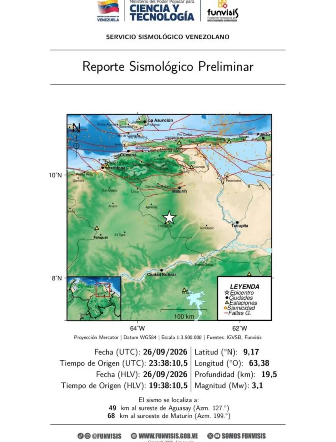 Temblores sacudieron a Venezuela en las últimas horas: reporte de Funvisis este 27 de septiembre Temblores sacudieron a Venezuela en las últimas horas: reporte de Funvisis este 27 de septiembre