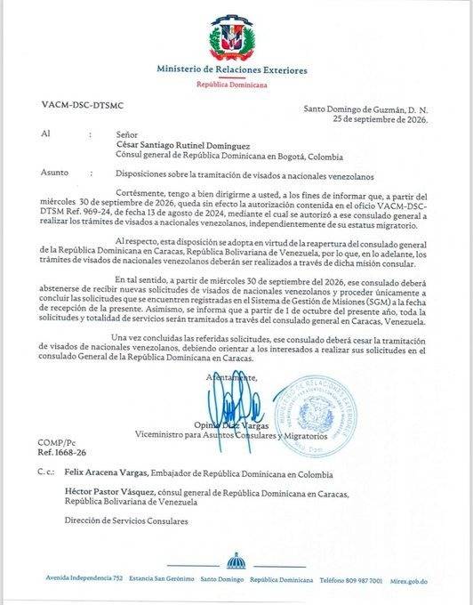 República Dominicana reabre consulado en Caracas: conozca desde cuándo inician los trámites República Dominicana reabre consulado en Caracas: conozca desde cuándo inician los trámites