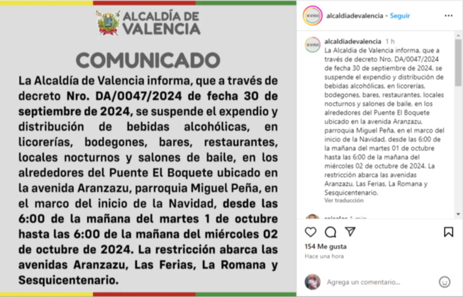 Decretan ley seca en el marco del inicio de la Navidad este #1Oct Decretan ley seca en el marco del inicio de la Navidad este #1Oct