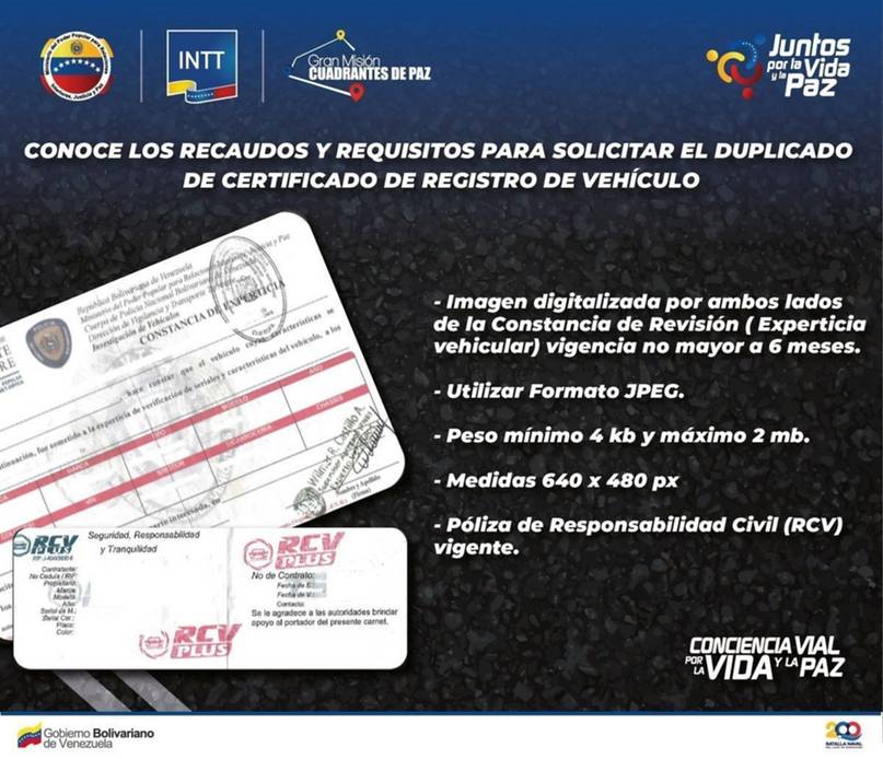 INTT| Requisitos para solicitar el duplicado del Certificado de Registro - INTT| Requisitos para solicitar el duplicado del Certificado de Registro