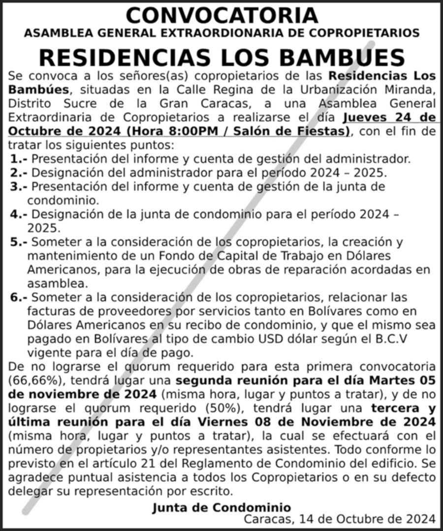 CONVOCATORIA | RESIDENCIAS LOS BAMBUES 14-OCT-24