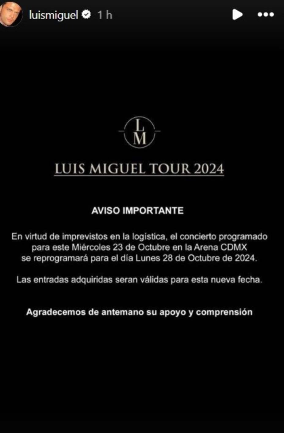 Luis Miguel pospone concierto en México y esta es la razón Luis Miguel pospone concierto en México y esta es la razón