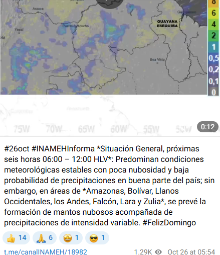¿Qué estados afecta?: Inameh revela pronóstico de lluvias y actividad eléctrica para este 26 de octubre