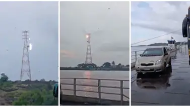 Cable de alta tensión cae sobre chalana en el río Orinoco: así fue el momento Cable de alta tensión cae sobre chalana en el río Orinoco: así fue el momento