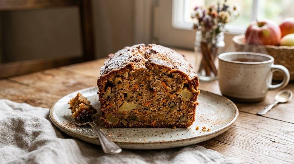 Bizcocho de manzana y zanahoria sin lactosa ni azúcar: repostería saludable para todos