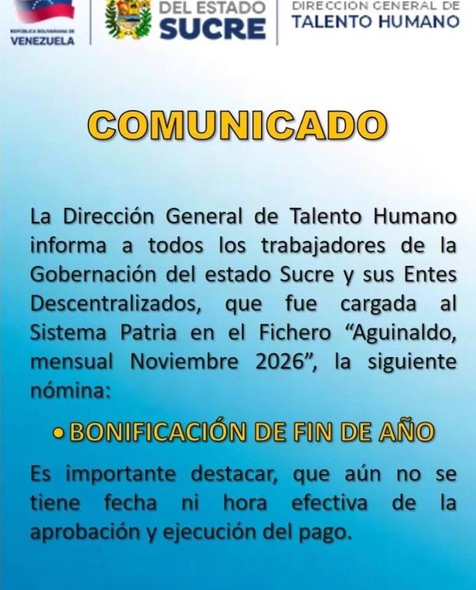 Informan sobre carga de "aguinaldo" en el sistema Patria para sector de la administración pública: detalles del pago