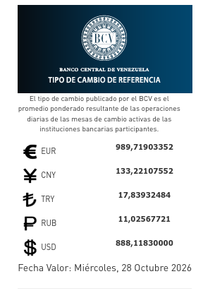 Cotización oficial del dólar y euro de este 28 de octubre: precio fijado por el BCV