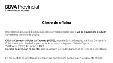  BANCO PROVINCIAL OFICINA CERVECERÍA POLAR LA YAGUARA (0555) 19-NOV-24