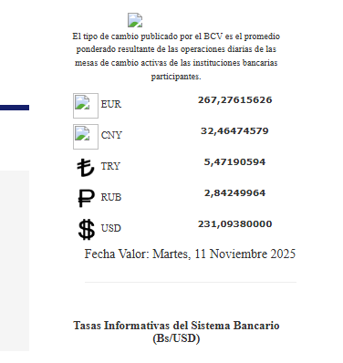 Dólar y euro BCV para el 11 de noviembre: así se cotizarán las divisas oficiales