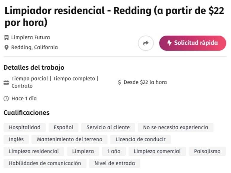California: Ofrecen empleo para personas que hablen español por $22 la hora