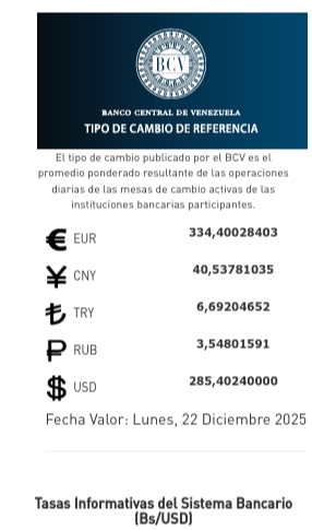 Dólar y euro BCV para el lunes 22 de diciembre: así se cotizarán las monedas oficiales