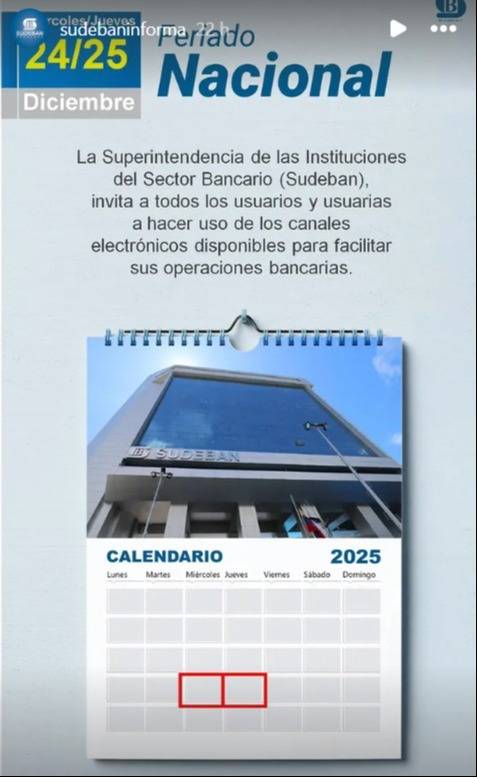 Sudeban informa: estos son los canales activos para realizar pagos este 24 y 25 de diciembre Sudeban informa: estos son los canales activos para realizar pagos este 24 y 25 de diciembre